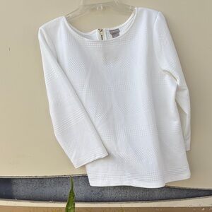 Chico's White Textured Boatneck Long Sleeve Top